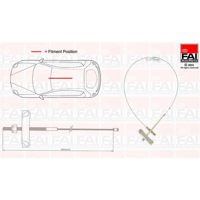 FAI Handbrake Cable Centre fits Ford Transit 2000-2006 2.0 2.3 2.4