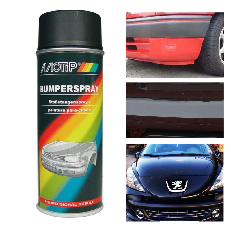 Motip Black Plastic Bumper Structure Spray Paint Repair Fast Drying 400ml