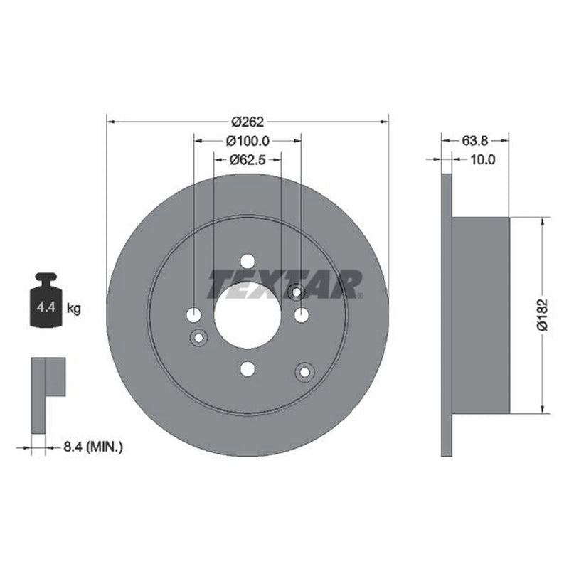 Textar 2 x Solid Rear Brake Discs 92161303-x2