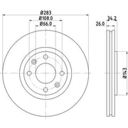 DON Front Brake Externally Vented Discs & Pads fits Peugeot 307 Cc 2005-2009 2.0