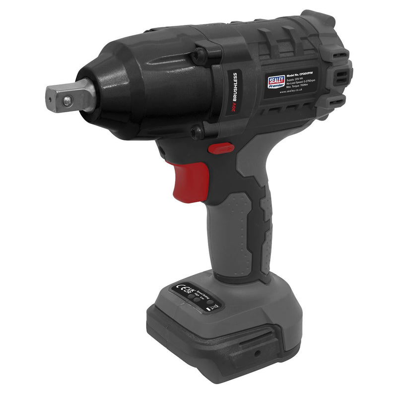 Premier SV20 Series 1/2"Sq Drive Brushless Cordless Impact Wrench 20V Body Only Sealey Premier - Dynamic Drive