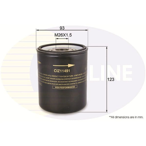 Comline Engine Oil Filter fits Daihatsu Fourtrak 1991-1999 2.8