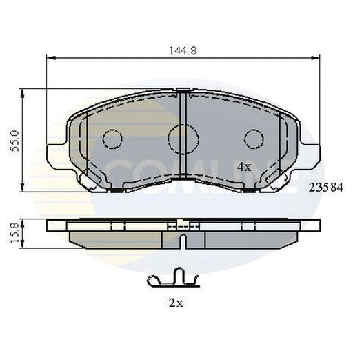 Comline 4 x Front Brake Pad Set fits Chrysler Sebring 2007-2010 2.0 2.4 2.7