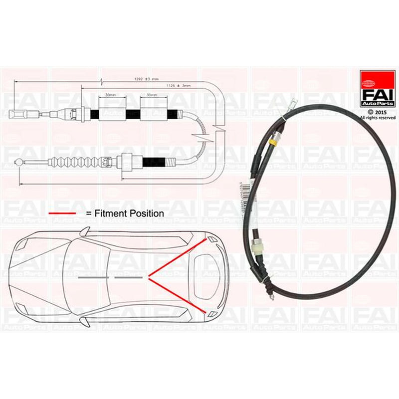 FAI Handbrake Cable Left Rear fits Ford Galaxy 1995-2006 1.9 2.0 2.3 2.8