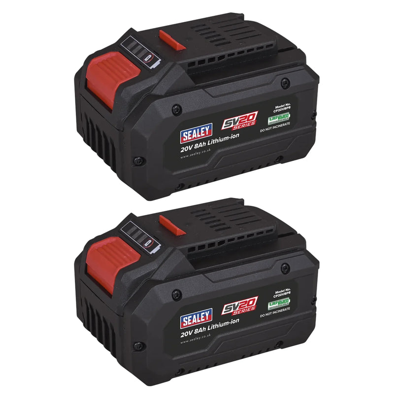 Sealey Power Tool Battery 20V 8Ah - Pack of 2