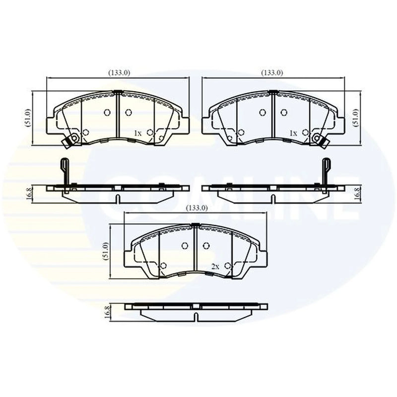 Comline 4 x Front Brake Pad Set fits Hyundai I10 II 2013-2019 1.0 1.2