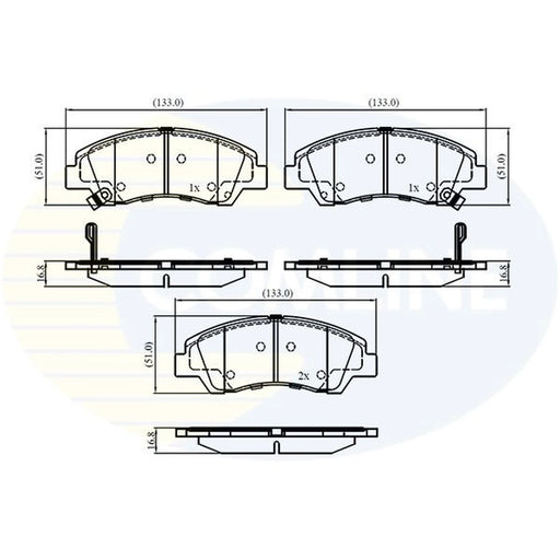 Comline 4 x Front Brake Pad Set fits Hyundai I10 II 2013-2019 1.0 1.2