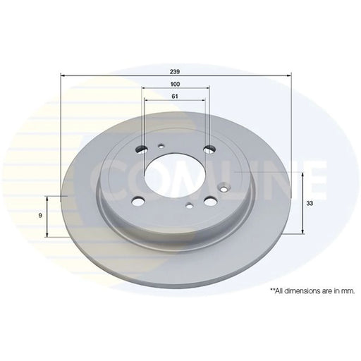 Comline 2 x Solid Brake Discs fits Honda Jazz V 2020 on 1.5