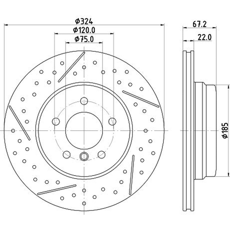 Mintex 2 x Drilled Dimples Brake Discs fits BMW 3 2004-2012