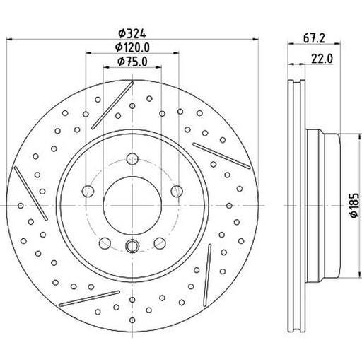 Mintex 2 x Drilled Dimples Brake Discs fits BMW 3 2004-2012