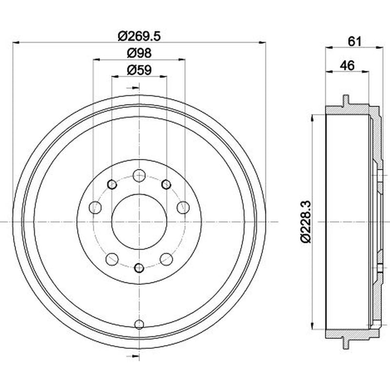 Mintex Brake Drum Assembly Rear fits Fiat 500L 2012-2014 0.9 1.3