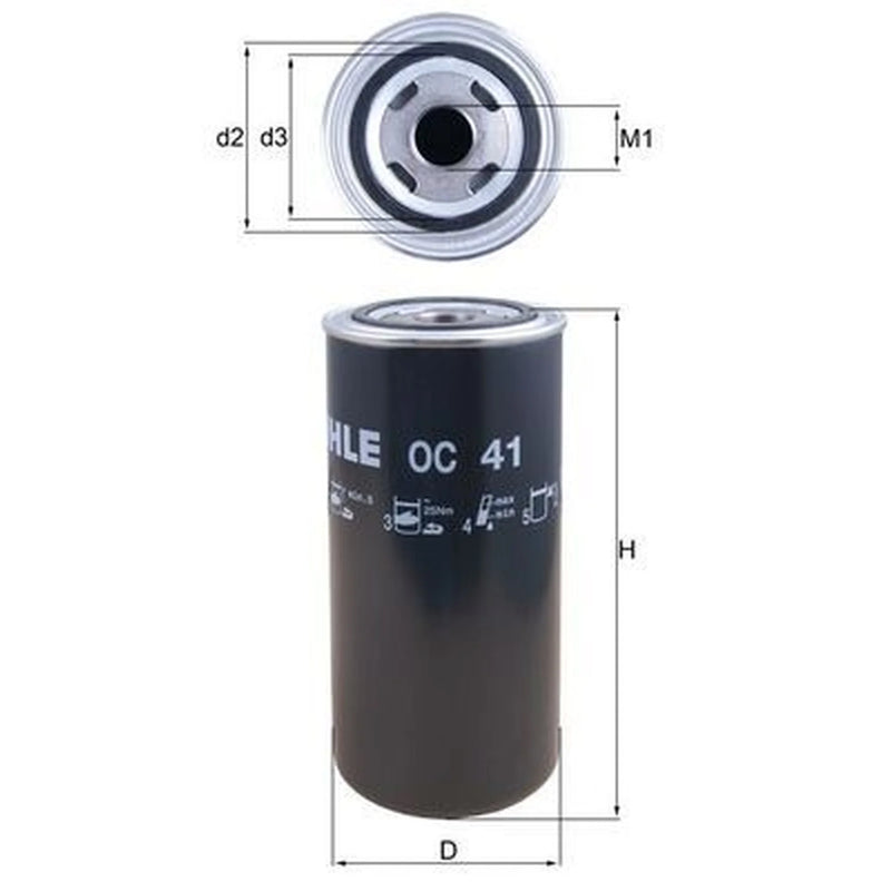 Mahle Engine Oil Filter fits Deutz-Fahr Dx 1982 on