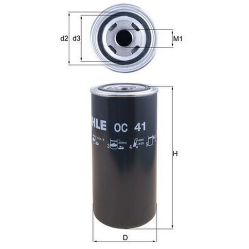 Mahle Engine Oil Filter fits Deutz-Fahr Dx 1982 on