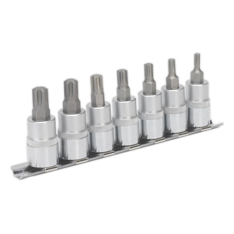 Sealey Ribe Socket Bit Set 7pc 3/8"Sq Drive 50mm AK6232 Sealey - Dynamic Drive