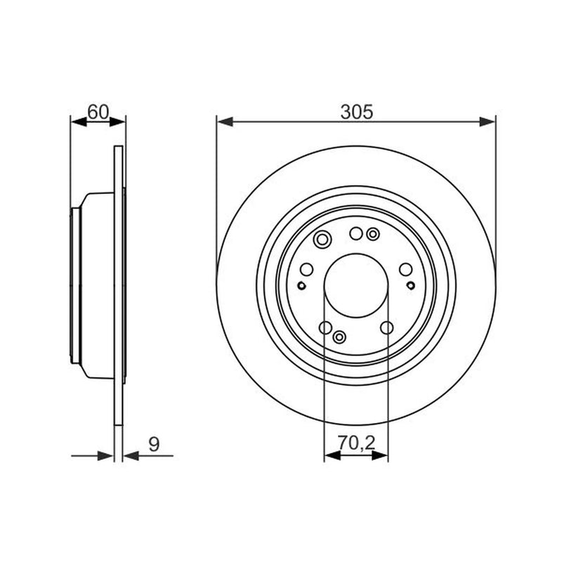 Bosch 2 x Solid Brake Discs fits Honda Accord VIII 2008-2015 2.0 2.2 2.4