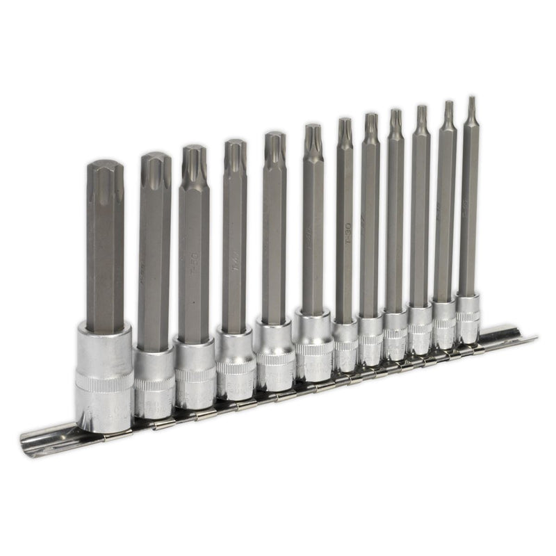 Sealey TRX-Star* Socket Bit Set 12pc 1/4" 3/8" & 1/2"Sq Drive 100mm AK6221 Sealey - Dynamic Drive
