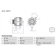 Bosch Car Alternator 12V 0 986 043 091