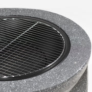 Dellonda Round MgO Fire Pit with BBQ Grill Ø75cm Safety Mesh Screen - Dark Grey Dellonda - Dynamic Drive