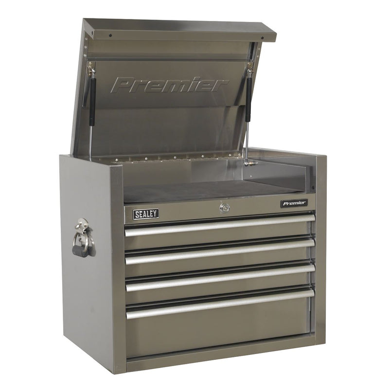 Sealey Top Chest 4 Drawer 675mm Stainless Steel Heavy Duty Tool Storage Box Sealey  - Dynamic Drive