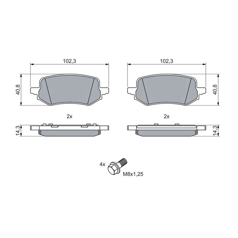 Bosch Front & Rear Pads fits Ford Puma 2020 on 1.5