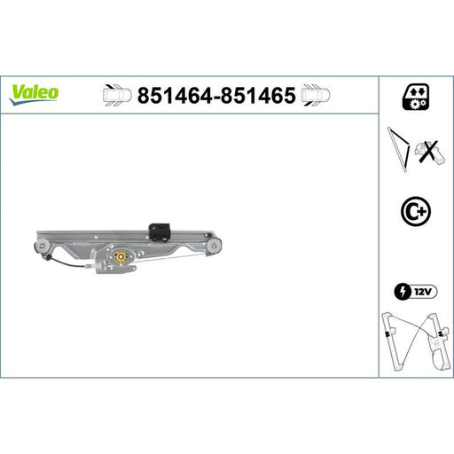 Valeo Electric Window Regulator Lifter Left Rear 851464
