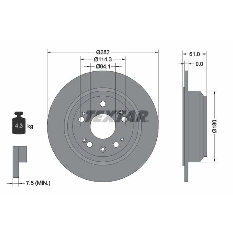 Textar 2 x Solid Rear Brake Discs 92165803-x2
