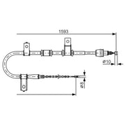 Bosch Handbrake Cable Right Rear fits Hyundai Getz 2002-2010 1.4 1.5 1.6