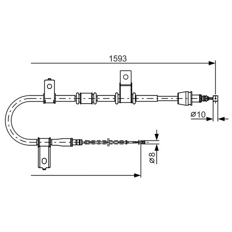 Bosch Handbrake Cable Right Rear fits Hyundai Getz 2002-2010 1.4 1.5 1.6
