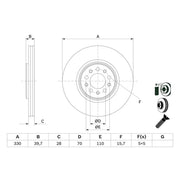 Bosch Front Brake Discs & Pads fits Jeep Cherokee 2013-2018 2.0 2.2 2.4 3.2