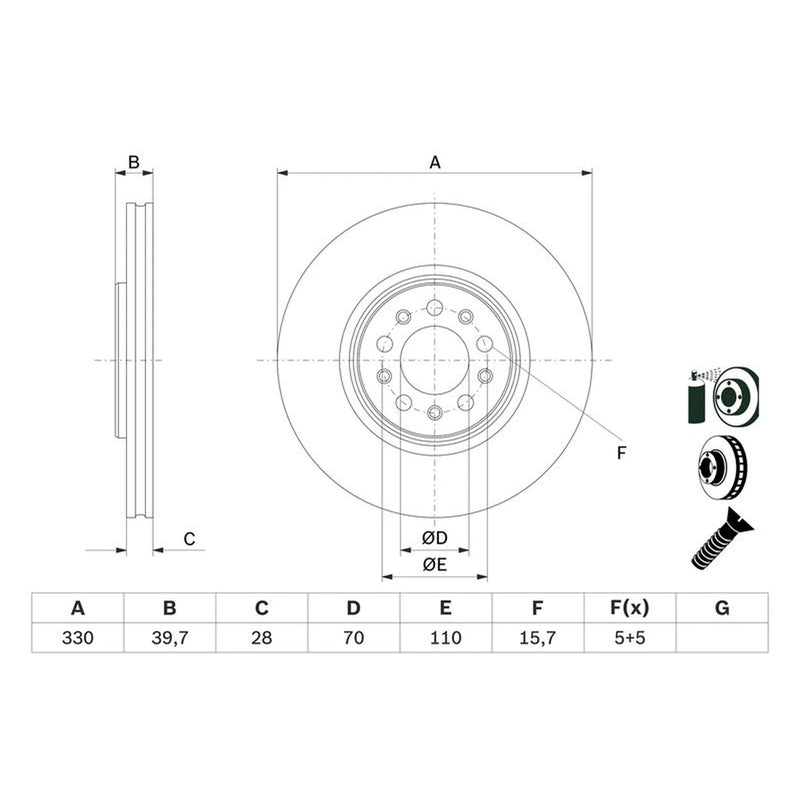 Bosch Front Brake Discs & Pads fits Jeep Cherokee 2013-2018 2.0 2.2 2.4 3.2