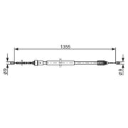 Bosch Handbrake Cable Right Rear fits Renault Twingo II 2007-2014 1.2 1.5