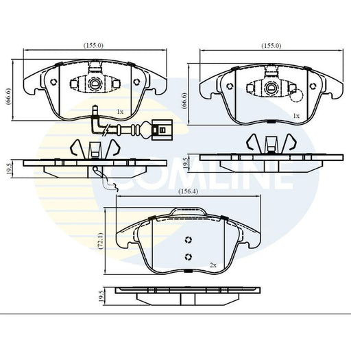 Comline 4 x Front Brake Pad Set fits Audi Q3 2011-2018 1.4 2.0 2.5