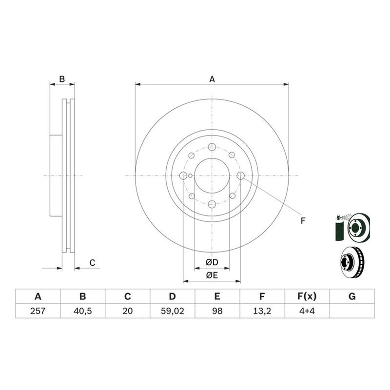 Bosch Front Brake Discs & Pads fits Fiat Strada Pickup 2010 on 1.3