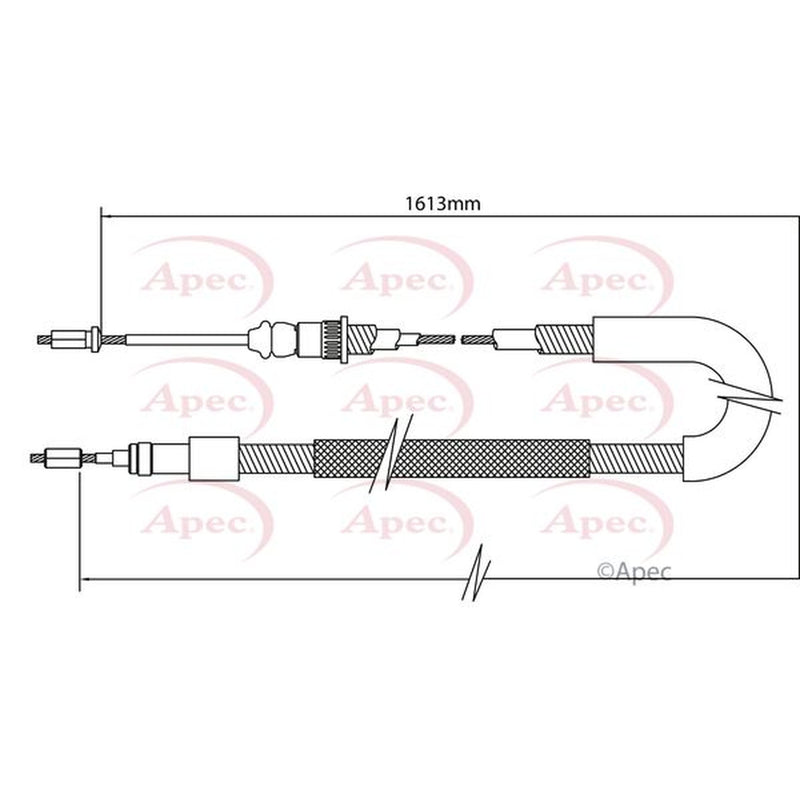 Apec Handbrake Cable Right Rear fits Peugeot 306 1993-2002 1.8 2.0