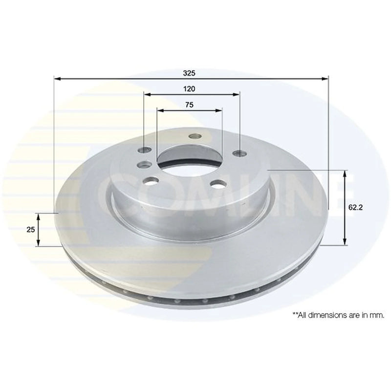 Comline 2 x Internally Vented Brake Discs fits BMW X3 2003-2011 2.0 2.5 3.0