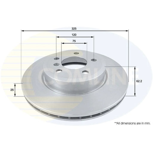 Comline 2 x Internally Vented Brake Discs fits BMW X3 2003-2011 2.0 2.5 3.0