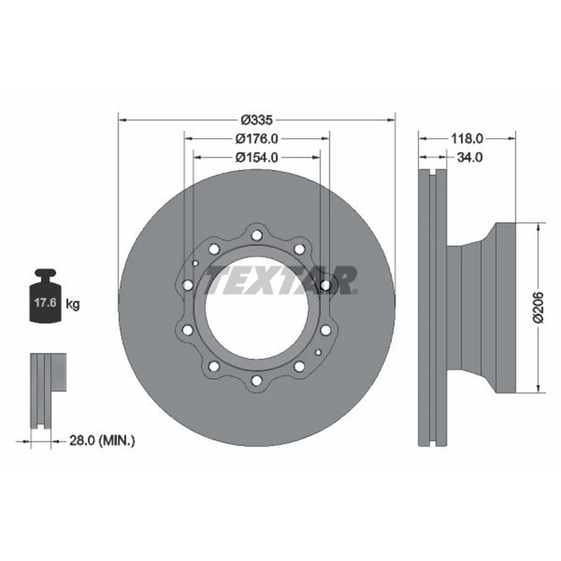 Textar 2 x Internally Vented Brake Discs 93143100