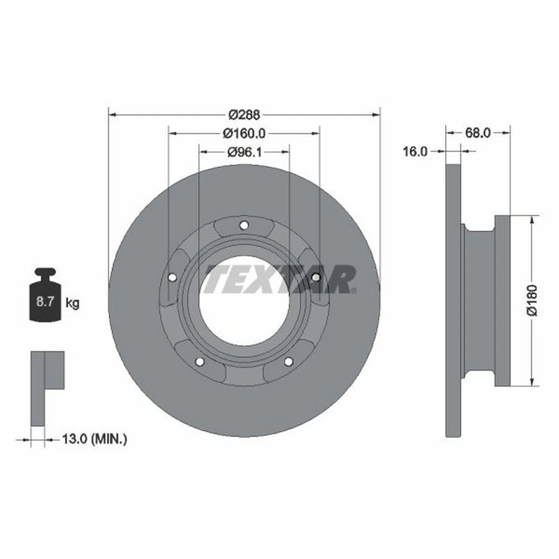 Textar 2 x Rear Brake Discs 93260703-x2