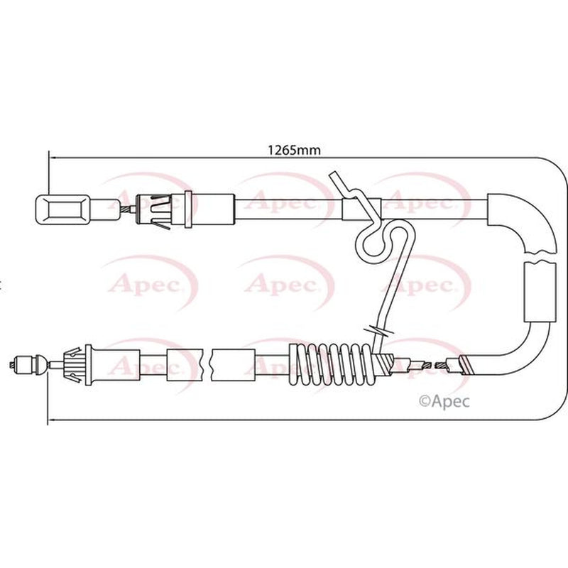 Apec Handbrake Cable Right Rear fits Ford Transit 2006-2014 2.2 2.3 2.4 3.2