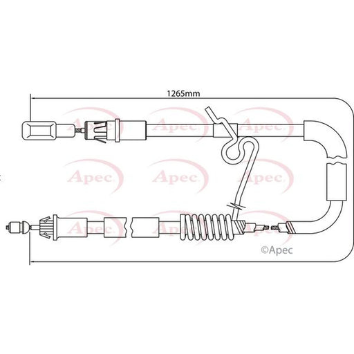 Apec Handbrake Cable Right Rear fits Ford Transit 2006-2014 2.2 2.3 2.4 3.2