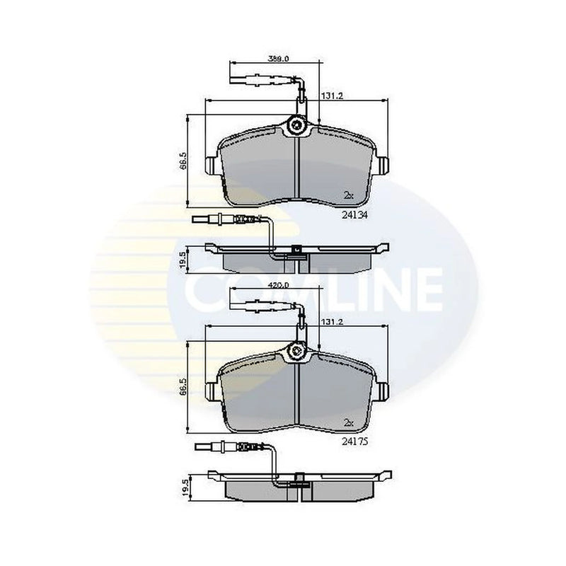 Comline 4 x Front Brake Pad Set fits Peugeot 407 2004-2011 1.6 1.8 2.0