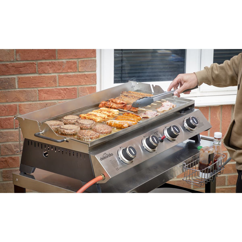 Dellonda 4 Burner Stainless Steel Portable Gas Plancha with Warming Rack 10kW Dellonda - Dynamic Drive