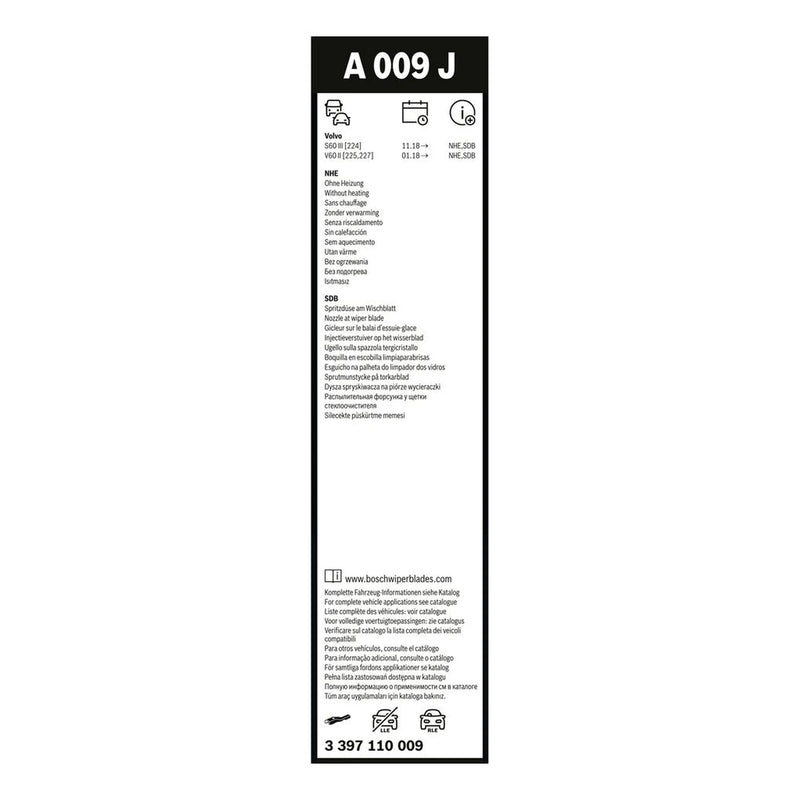 Bosch Aerotwin Wiper Blade Set 600mm + 500mm — A009J fits Volvo S60 III