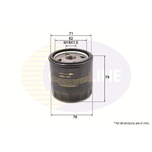 Comline Engine Oil Filter fits Chevrolet Aveo / Kalos 2003-2008 1.4