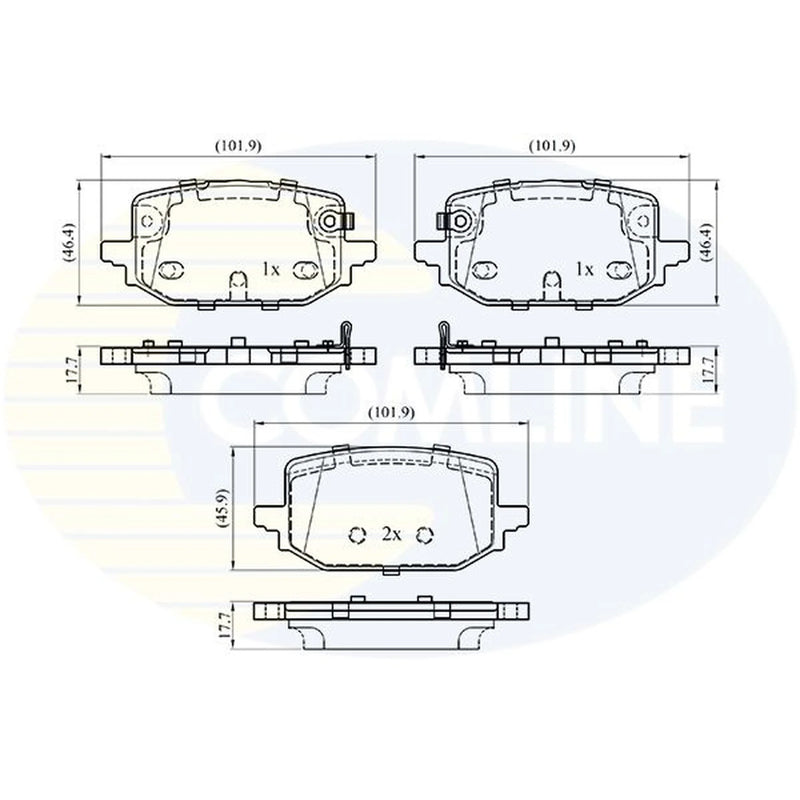 Comline 4 x Rear Brake Pad Set fits Nissan Qashqai III 2021 on 1.3