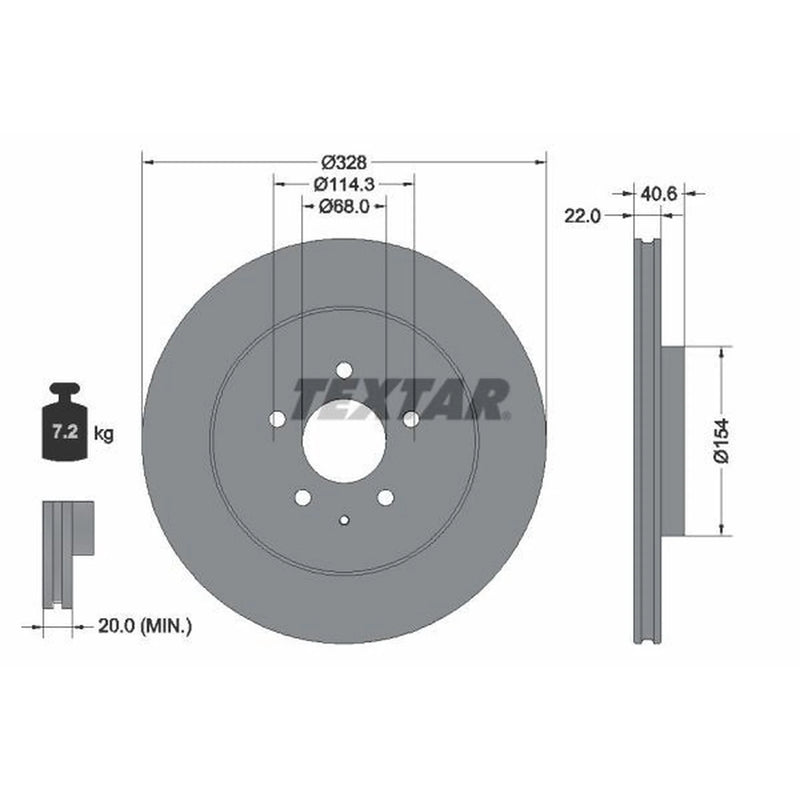 Textar 2 x Vented Rear Brake Discs 92349003-x2