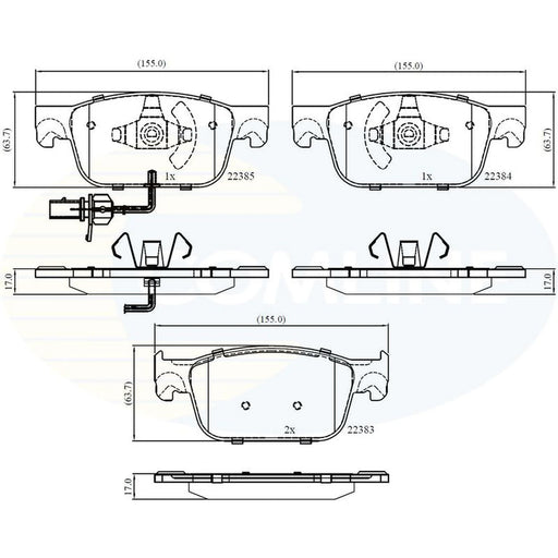 Comline 4 x Front Brake Pad Set fits Audi A4 Allroad B9 2016-2020 2.0