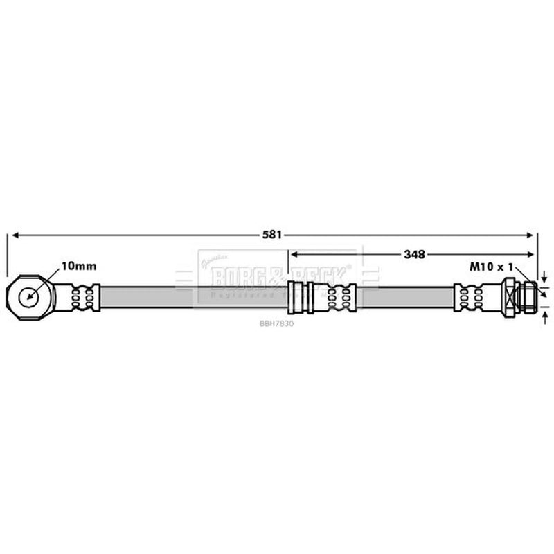 Borg & Beck Brake Hydraulic Hose Line Rear Right BBH7830