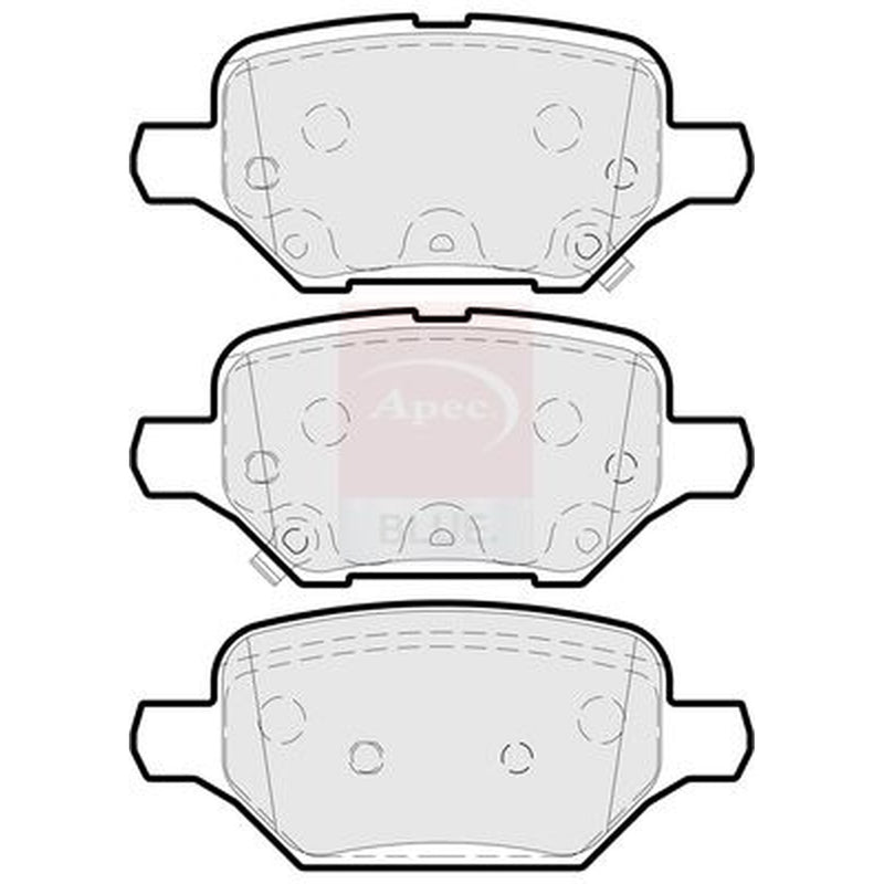 Apec Rear Brake Pad Set fits Opel Mokka / Mokka X 2012-2019 1.4 1.6