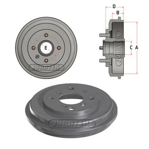 Juratek Brake Drum Assembly Rear fits Ford Focus I 1998-2005 1.4 1.6 1.8 2.0